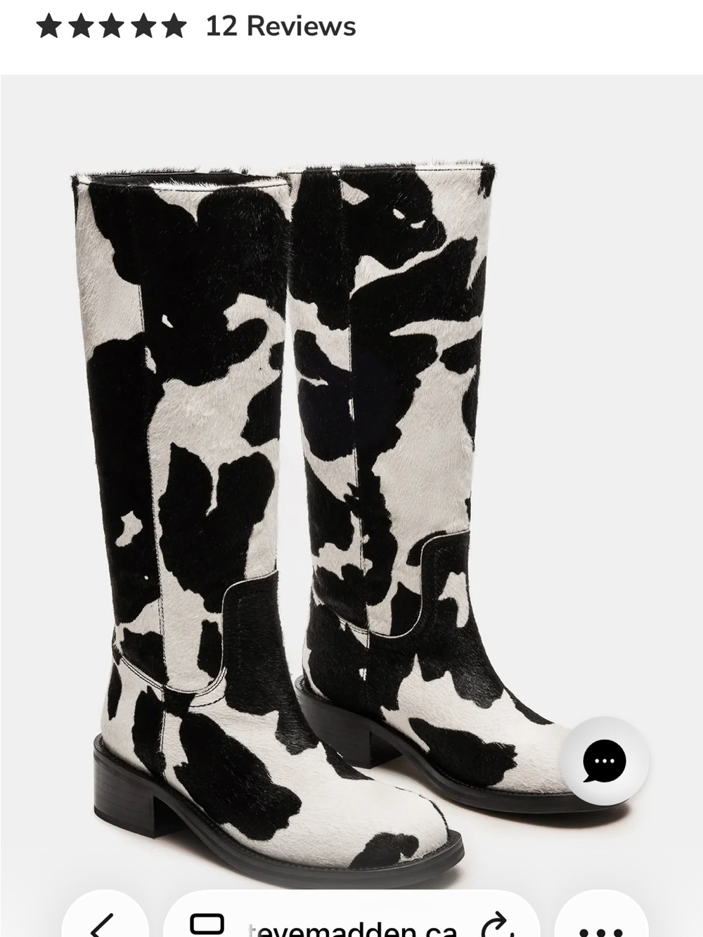 Steve Madden Black and White Cowprint Over-the-Knee Boots